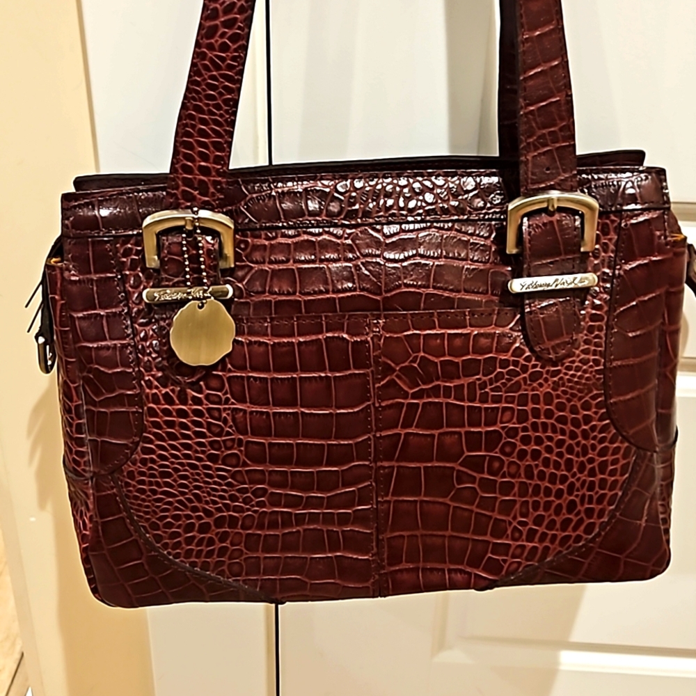 Purple croc embossed leather purse